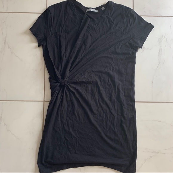 Vince side tie knot black tee shirt dress cotton - Picture 6 of 11